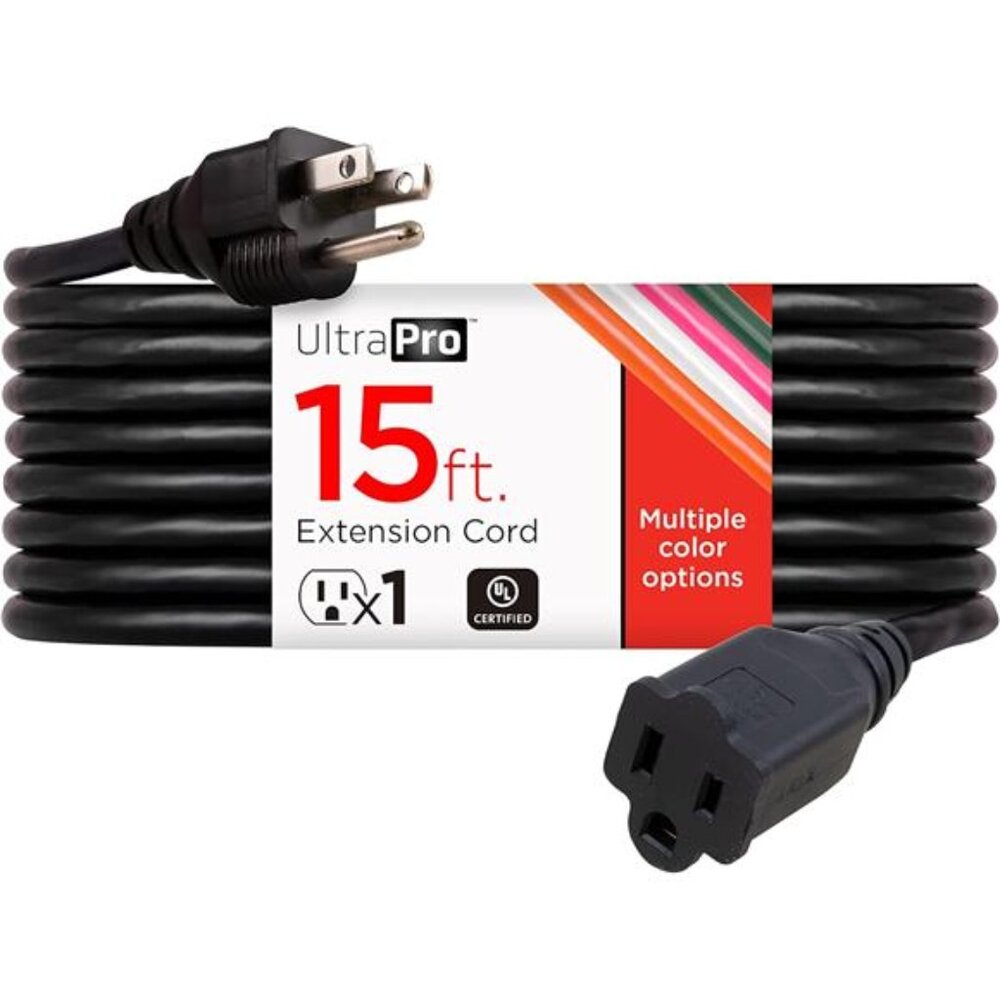 Outdoor Extension Cord,15 Ft,Heavy Duty Extension Cord,Double Insulated,Grounded